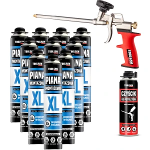 ZESTAW PIANA MONTAŻOWA MAXI 870 ml Pianka Pistoletowa 65 + PISTOLET + CZYŚCIK