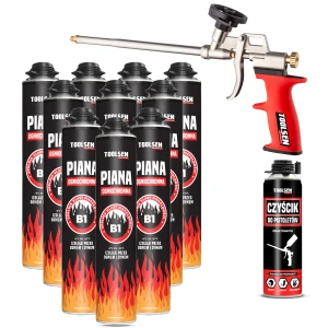 ZESTAW PIANA MONTAŻOWA B1 PPOŻ Pianka Ogniochronna + PISTOLET + CZYŚCIK